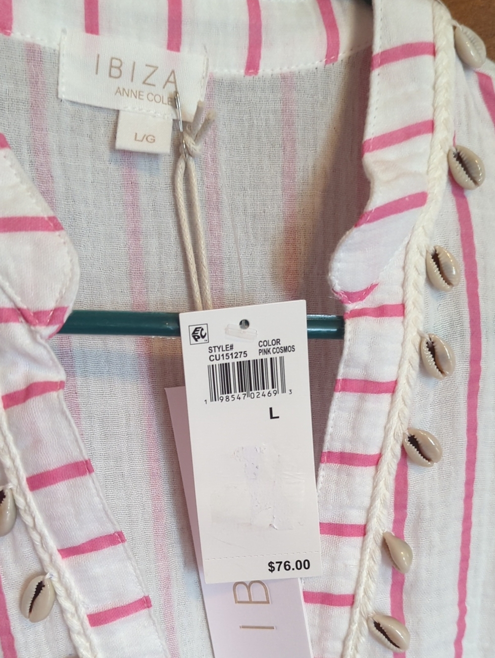 Anne Cole Ibiza Pink and White Striped Women's Swim Cover-Up. Long.  Large